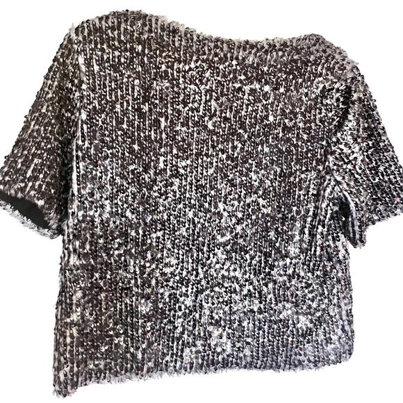 Search For Sanity Fuzzy Sequin Short Sleeve Sweater Top Medium - Picture 8 of 8